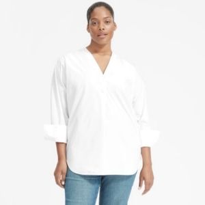 Everlane Oversized White Cotton Popover Shirt 00
